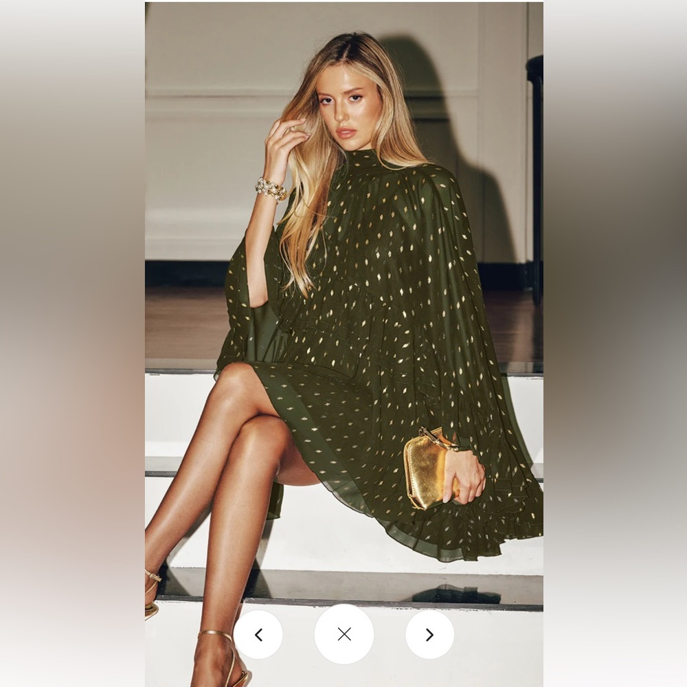 Commense Foil Spot Print Cami Dress with Matching Cape in XS